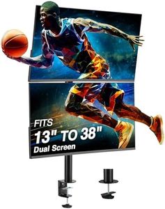 AVLT Vertical Ultrawide Monitor Mount Stand for Dual 38" Screens, 12kg Capacity Each, Heavy-Duty Pole with Adjustable Height, Swivel, Rotation, C-Clamp & Grommet Mount - Black