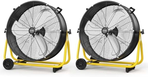 CCGIRU 24" High Velocity Industrial Drum Fan, 8800 CFM 3-Speed Heavy Duty Metal Air Circulator with Casters Handle for Warehouse, Workshops, Garage, Factory and Basement - UL Listed, 2 Pack