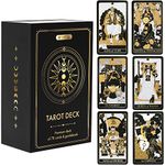 Tarot Cards with Guide Book - 78 Gold Tarot Cards for Beginners Tarot Deck Set - Classic Tarot Deck with Guidebook