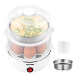 2-tier Egg Cooker Large 14 Eggs Capacity, Tomorotec Electric Rapid Egg Maker, Auto Off for Hard Boiled Eggs, Poached Eggs, Steamed Vegetables, Seafood, Dumplings