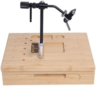 Ussuris Bamboo Fly Tying Workstation – 12-Slot Tool Organizer with Built-in Spool Racks & Drawer, All-in-One Fishing Tackle Bench for Hooks, Beads & Accessories (Bamboo Station with Vise)