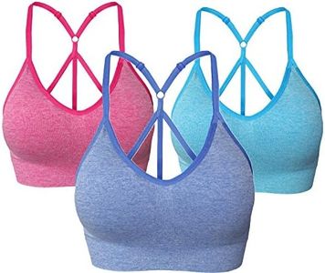 AKAMC Womens Removable Padded Sports Bras Medium Support Workout Yoga Bra 3 Pack,Large Style-9