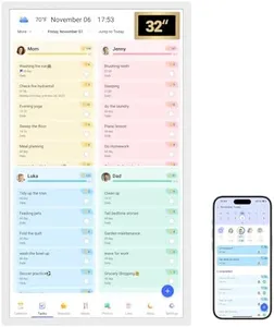 BSIMB 32 inch Digital Calendar Wall Touch Screen, Family Schedule Smart Calendar Interactive Display, Streamline Household Organization, Electronic Planner Wall Mountable in Portrait Landscape
