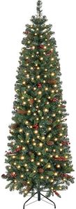 Yaheetech 7.5ft Pre-lit Slim Christmas Tree