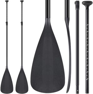 Hollowfly 2 Set of 3 Pieces SUP Paddle Adjustable Stand up Paddle Aluminum Alloy Floating Paddle for Paddle Board Lightweight and Detachable Floating Oars (Black)