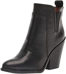 Franco Sarto Women's L-Gamble Ankle Boot, Black Leather, 10