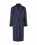 THE SAVILE ROW COMPANY LONDON Men's Lightweight Super Soft Warm Fleece Bath Robe Dressing Gown - Blue Red Stripe - Large