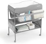 Cholena Baby Changing Table Portable Adjustable Changing Station for Tall, Foldable Diaper Changing Tables, Easy Clean Changing Table Topper, Large Storage Changing Station for Nursery, Light Grey