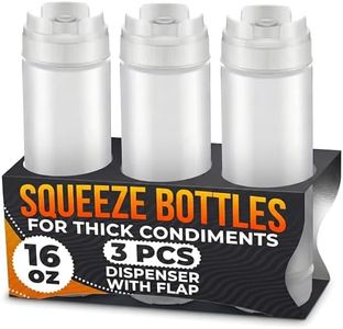 3 Pcs Condiment Squeeze Bottles for Sauces 16 Oz - 9.2x2.44" Clear Sauce Bottles Squeeze with Self-Closing Valve, Flexible, Easy to Clean and Fill - Condiment Dispenser for Dressings, and Sauces