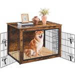 Yaheetech Large Wooden Dog Crate Furniture Style Dog Cage End Table with Cushion Pet Kennel with Double Lockable Doors/Adjustable Feet Side Table for Medium Dogs, 102 � 71 � 74 cm