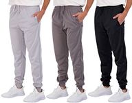 Real Essentials 3 Pack Boys Tricot Sweatpants Joggers Track Pants Athletic Workout Gym Apparel Training Fleece Tapered Slim Fit Tiro Soccer Casual,Set 5,L (14/16)