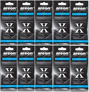 AREON X Ambientador Coche Olor Nuevo New Car Colgante Colgar Perfume Original Negro Cartón Retrovisor Casa Oficina 2D (Pack de 10)
