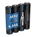 ANSMANN AAA Rechargeable Batteries [Pack of 4] 550 mAh 1.2V NiMH Low Self Discharge Battery For Fairy Lights, Torches, Alarm Clocks, Cameras, Flash Units, Speakers, Microphones - Black