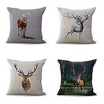 Hengjiang Cushion Cover Holy Deer Dream Sika Deer Creative Art Pillow Case Home Bar Club Car Bed Decor Sofa Cushion Cover 4 piece