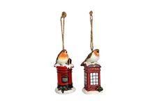 Set of 2 Gisela Graham Robin Hanging Christmas Decoration (Resin) 10cm