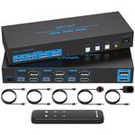 CMSTEDCD KVM Switch HDMI+Displayport 2 Monitors 3 Computers 4K@60Hz for 3 Computer Share Dual Monitor and 4 USB3.0 Devices and 3 USB3.0 Cables Included