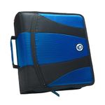 Case-it 2-in-1 Zipper D-Ring Dual Binder, 2 Sets of 2-Inch Rings, Blue, DUAL-301-BLU