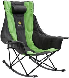 OUTLANTIS Foldable Rocking Camping Chair,Extra Large Outdoor Rocking Chair w/Cup Holder,Carrying Bag&More-Camping Chair Rocker Supports 300lbs&Versatile Lawn Chairs for Beach Festivals Games