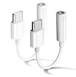 Apple MFi Certified 2 Pack USB C to 3.5mm Headphone Jack Adapter for iPhone 16/15/15 Pro/Pro Max/Plus, Type C Aux Dongle Cable for Samsung Galaxy S23/S23/S22/S21Ultra, MacBook,Note (White)