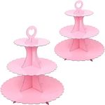 2 Pack Cupcake Stand for 24 cupcakes 3-Tier Lace-edged Cake Stand cardboard, Perfect for Wedding, Birthday Party, Baby Shower and Graduation