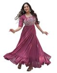 Fashion Basket Georgette Anarkali Gown with Sequins and Embroidery for Women with Long Sleeves (X-Large, Magenta)