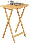 AAMEN Wooden Folding Snack & Laptop Table - Natural Oak TV & Outdoor Table - Perfect for Living Room & Camping
