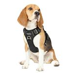 Funfox Dog Harness No Pull, Vertical Handle Easy Control with 2 Leash Clips, Adjustable Anti Pull Pet Vest Harness, Reflective Strips Night Walking Size for Small Medium Large Breed, Black M