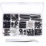 Canomo 254 Pieces Electric Guitar Screw Kit (9 Types) with Springs for Electric Guitar Bridge, Pickup, Pickguard, Tuner, Switch, Neck Plate, Guitar Strap Buttons and A Elbow tweezers, Black