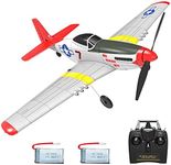 VOLANTEXRC Remote Control Airplane 4-CH with Aileron RC Warplane P51 Mustang Ready to Fly with Xpilot Stabilization System, One Key Aerobatic and One-Key U-Turn Function for Beginners (761-5 RTF)