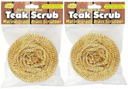 Marine Grade Brass Teak Scrubber not Cheap Stainless Steel Scrub Scouring Pad | Gentle Non-Scratch Deck | Rustproof | Premium Yacht Wood Restorer - Refinish Wood Furniture & Boat Teak(2Pack)