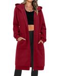 Zeagoo Women's Casual Zip up Hoodies Long Tunic Sweatshirts Jackets Fashion Plus Size Hoodie with Pockets Wine Red