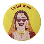 Papboo Ladki Wale, Team Bride Glossy Finished Wedding Badges (Multicolor, 54 Mm) Pack of 15