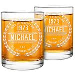 Personalized Whiskey Glasses - Custom Whiskey Gifts for Men - Old Fashion Rocks Scotch Glass - Birthday, Anniversary, Dad, Boyfriend, Husband, Mens Gifts - Christmas Gift for Men - Mens Xmas Gift