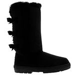 Holly Womens Triplet Bow Tall Classic Waterproof Winter Rain Snow Boots - Black - 3-36 - AEA0230