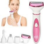 Beanify Wet & Dry Electric Razor for Women Men,4 in 1 Rechargeable Led Display Electric Shaver and Facial Hair Remover,Painless Ladies Body Razors for Nose Face Body Leg Bikini Arm Hair (Pink)