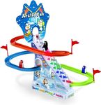 Haktoys Arctic Fun Playful Penguin Race Set with Flashing Lights and Music On/Off Button for Quiet Play, Jolly Penguin Slide Playset