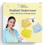 superbottoms Padded Underwear for Growing Babies/Toddlers|with 3 Layers of Cotton Padding & Super DryFeel Layer| Pull-Up for Potty Training & Diaper-Free Time(Explorer, Size: 0, Pack of 6)