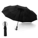 HYCOPROT Umbrella Strong Windproof Umbrellas for Women Men Automatic Compact Folding Travel Umbrella Wind Proof Umbrella with UV Block Coating and Portable Ergonomic Handle (Black)