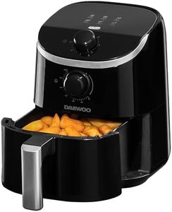 Daewoo 2L Compact Manual Air Fryer – Space-Saving Mini Air Fryer with 80-200°C Temperature Control, 30-Minute Timer, Energy Efficient, Oil-Free Cooking, Healthy Frying for Small Households