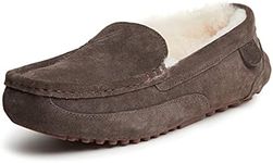 Fireside by Dearfoams Men's Melbourne Shearling Indoor/Outdoor Moccasin Slipper with Wide Widths, Coffee, Numeric_11