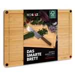 REDSALT® Innovative Organic Bamboo Wood Chopping Board Non-Slip L 42 x 30 x 2.5 cm Large Wooden Board Reversible Deep Juice Groove FSC Certified Chopping Board Kitchen Grill Gift Sustainable