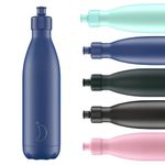 Chilly's Original Sports Bottles - BPA-Free Stainless Steel Reusable Water Bottle - Keeps Cold, Double Walled, Vacuum Insulated - Dishwasher Safe Lid - 500ml - Matte Blue