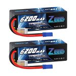 Zeee 4S Lipo Battery 14.8V 6200mAh 80C Hard Case RC Battery with EC5 Connector for 1/8 1/10 Scale Vehicles Car RC Trucks Boats Tank Truck RC Car(2 Pack)