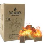 Eco Cubes Fire Starter Squares – Great Fire Starters for Wood Stove, Fireplace, Charcoal Grill – Quantity 168