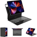 Magic Keyboard iPad Pro 12.9, Floating Stand Design, Backlit Magic Keyboard with Shortcut Keys and Touchpad for iPad Pro 12.9 inches (3/4/5/6 Generation), Slim Rugged 360° Swivelable Folio, Black