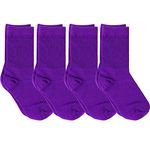 juDanzy 4 Pack of Crew Height Boys or Girls Socks for School Uniform, Sports and Casual Wear (10-15 Years), Purple)