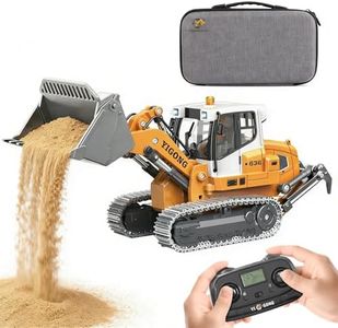 ADTHLIER Remote Control Loader, 1:1 Loader Model Toy, RC 1/50 Full Channel Metal Construction Vehicle with Lights and Sounds, a for Kids Aged 6-11 and up