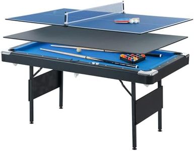 Dithoko 3 in 1 Billiard Table, 5.5 FT Folding Pool Table with Ping Pong Table and Dining Top, Multi Game Table Includes Billiard Accessories and Tennis Paddles for Family Game Room, Basements