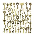 YMWALK Antique Bronze Keys Charm Pendants Set Random Shapes & Sizes Charms key Handmade Accessories for DIY Jewelry Making (50 Pcs)