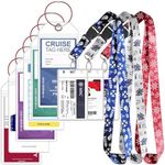 GIBOPOB 6pack Cruise Luggage Tag Holder, 3pack Cruise Lanyard for Ship Cards, for Royal Caribbean & Celebrity, Carnival, Holland, MSC, NCL, Princess etc. Cruise Essentials 2024. White+Deep blue+Red